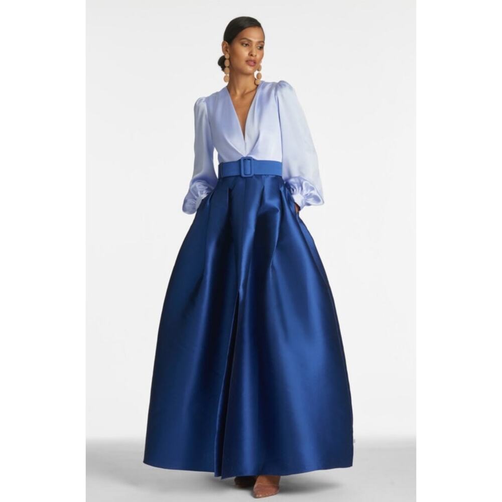 Sachin & Babi Womens Zoe Gown 10 Periwinkle Blue Colorblock Formal No Belt